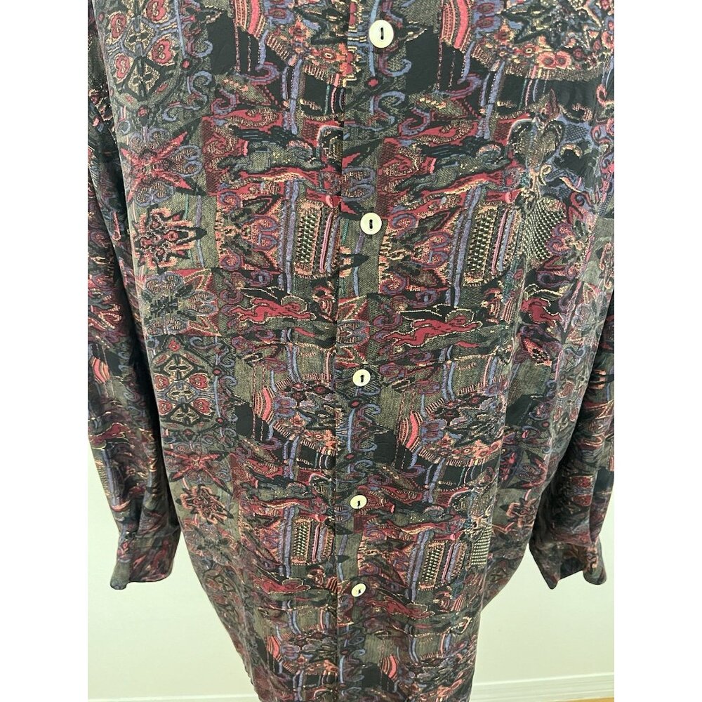 Vintage COOGI Abstract Art Pure Silk Shirt Men's Size XL Long Sleeve Italy - Picture 3 of 11